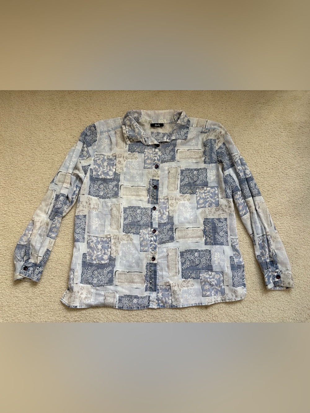 Vintage Tapestry patchwork pattern cotton button up shirt sz XL western cowgirl